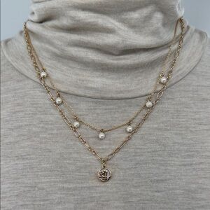 Lauren Ralph Lauren Pearl Frontal Multi Strand Short Necklace